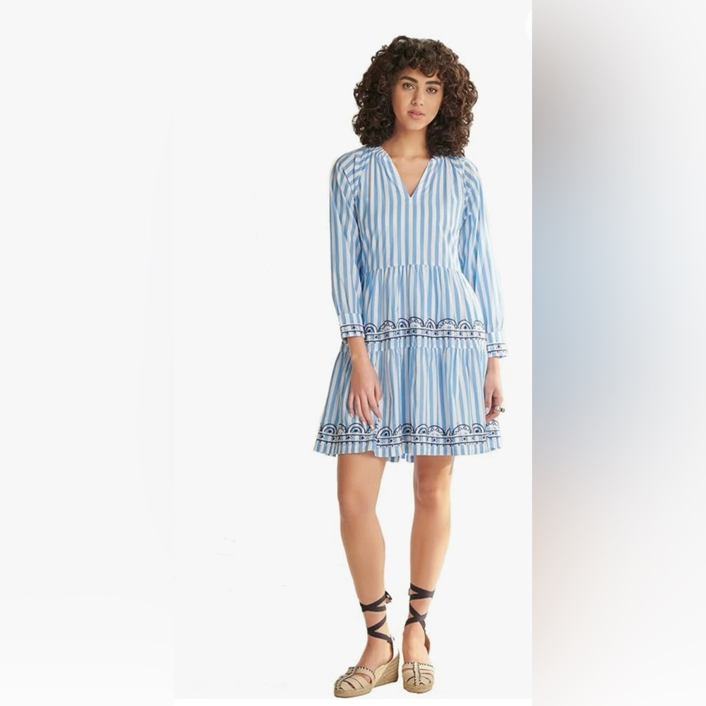 Hatley Blue and White Striped Long Sleeve Summer Dress